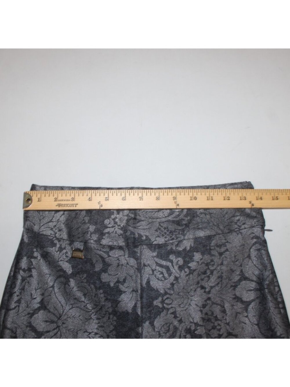 Joseph Ribkoff Pant Sz 6 x 27 Black Gray Metallic Floral Print No Fabric Pant - Picture 7 of 10